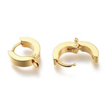 201 Stainless Steel Huggie Hoop Earrings Findings, with Vertical Loop, with 316 Surgical Stainless Steel Earring Pins, Ring, Real 24K Gold Plated, 12x11x3mm, Hole: 1.4mm, Pin: 1mm, 20pc/Set