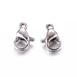 Tarnish Resistant 304 Stainless Steel Lobster Claw Clasps, Parrot Trigger Clasps, Manual Polishing, Stainless Steel Color, 10x6x3mm, Hole: 1.2mm, 200pc/Set