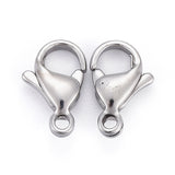 Tarnish Resistant 304 Stainless Steel Lobster Claw Clasps, Parrot Trigger Clasps, Manual Polishing, Stainless Steel Color, 11x7x3.5mm, Hole: 1.2mm, 200pc/Set