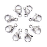 Tarnish Resistant 304 Stainless Steel Lobster Claw Clasps, Parrot Trigger Clasps, Manual Polishing, Stainless Steel Color, 11x7x3.5mm, Hole: 1.2mm, 200pc/Set