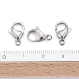 Tarnish Resistant 304 Stainless Steel Lobster Claw Clasps, Parrot Trigger Clasps, Manual Polishing, Stainless Steel Color, 13x8x4mm, Hole: 1.5mm, 200pc/Set