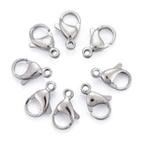 Tarnish Resistant 304 Stainless Steel Lobster Claw Clasps, Parrot Trigger Clasps, Manual Polishing, Stainless Steel Color, 13x8x4mm, Hole: 1.5mm, 200pc/Set