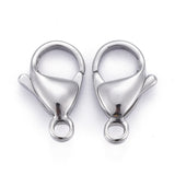 Tarnish Resistant 304 Stainless Steel Lobster Claw Clasps, Parrot Trigger Clasps, Manual Polishing, Stainless Steel Color, 15x9x4mm, Hole: 2mm, 200pc/Set