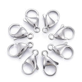 Tarnish Resistant 304 Stainless Steel Lobster Claw Clasps, Parrot Trigger Clasps, Manual Polishing, Stainless Steel Color, 15x9x4mm, Hole: 2mm, 200pc/Set