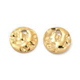 Ion Plating(IP) 304 Stainless Steel Pendants, Textured, Flat Round Charm, Real 18K Gold Plated, 8x1mm, Hole: 1.2mm, 20pc/Set