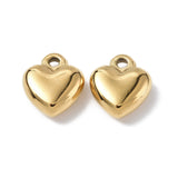 Ion Plating(IP) 304 Stainless Steel Charms, Heart Charm, Real 18K Gold Plated, 12.5x11x4.5mm, Hole: 1.6mm, 20pc/Set