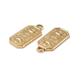 Ion Plating(IP) 304 Stainless Steel Pendants, Rectangle with Moon & Eye, Real 18K Gold Plated, 23x11x2mm, Hole: 2mm, 20pc/Set