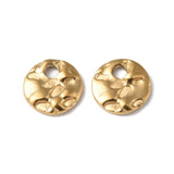 Ion Plating(IP) 304 Stainless Steel Charms, Textured, Flat Round Charm, Real 18K Gold Plated, 6x1mm, Hole: 1.2mm, 20pc/Set