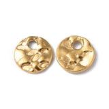 Ion Plating(IP) 304 Stainless Steel Charms, Textured, Flat Round Charm, Real 18K Gold Plated, 6x1mm, Hole: 1.2mm, 20pc/Set