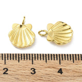 Ion Plating(IP) 316L Surgical Stainless Steel Charms, Shell Shape Charm, Real 18K Gold Plated, 13x10x2mm, Hole: 2.2mm, 10pc/Set