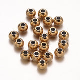 Ion Plating(IP) 304 Stainless Steel Beads, Round, Golden, 6mm, Hole: 2.2mm, 100pc/Set