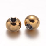 Ion Plating(IP) 304 Stainless Steel Beads, Round, Golden, 6mm, Hole: 2.2mm, 100pc/Set