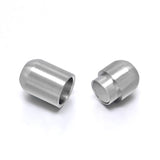 Tarnish Resistant Barrel 304 Stainless Steel Magnetic Clasps with Glue-in Ends, Matte, Stainless Steel Color, 18.5~19x9mm, Hole: 5mm, 20Set/Set