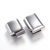 Tarnish Resistant 304 Stainless Steel Magnetic Clasps with Glue-in Ends, Rectangle, Stainless Steel Color, 28.5x14x8.5mm, Hole: 12x6mm, 10Set/Set