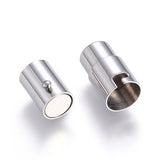 Tarnish Resistant 304 Stainless Steel Locking Tube Magnetic Clasps, Column, Stainless Steel Color, 18x8mm, Hole: 6mm, 20Set/Set