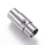 Tarnish Resistant 304 Stainless Steel Locking Tube Magnetic Clasps, Column, Stainless Steel Color, 18x8mm, Hole: 6mm, 20Set/Set