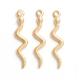 Ion Plating(IP) 304 Stainless Steel Pendants, Snake, Golden, 28x6.5x1.5mm, Hole: 2mm, 10pc/Set