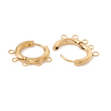 Ion Plating(IP) 304 Stainless Steel Hoop Earring Findings, with Horizontal Loops, Ring, Golden, 16x20x2.5mm, Hole: 1.8mm, Pin: 0.9mm, 10Pair/Set