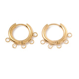 Ion Plating(IP) 304 Stainless Steel Hoop Earring Findings, with Horizontal Loops, Ring, Golden, 16x20x2.5mm, Hole: 1.8mm, Pin: 0.9mm, 10Pair/Set