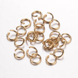 304 Stainless Steel Jump Rings, Ring, Open Jump Rings, Golden, 18 Gauge, 7x1mm, Inner Diameter: 5mm, 500pc/Set