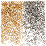 800Pcs 2 Colors 316 Surgical Stainless Steel Crimp Beads, Rondelle, Golden & Stainless Steel Color, 1.9mm, Hole: 1mm