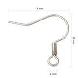 Tarnish Resistant 316 Surgical Stainless Steel Earring Hooks, with Horizontal Loop, Stainless Steel Color, 18x18mm, 21 Gauge, Pin: 0.7mm, Hole: 2mm, 1000pc/Set