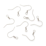 Tarnish Resistant 316 Surgical Stainless Steel Earring Hooks, with Horizontal Loop, Stainless Steel Color, 18x18mm, 21 Gauge, Pin: 0.7mm, Hole: 2mm, 1000pc/Set