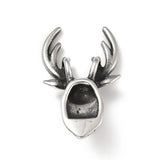 304 Stainless Steel Pendants, Deer Head, Antique Silver, 37x20x10mm, Hole: 5x3mm, 5pc/Set