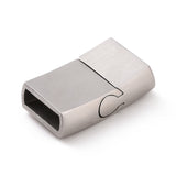 Tarnish Resistant 304 Stainless Steel Rectangle Magnetic Clasps with Glue-in Ends, Stainless Steel Color, 20x12x5mm, Hole: 10x3mm, 10Set/Set