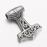 304 Stainless Steel Pendants, Thor's Hammer, Antique Silver, 29.5x21x7mm, Hole: 3.5mm