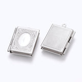 Tarnish Resistant 304 Stainless Steel Locket Pendants, Photo Frame Charms for Necklaces, Rectangle, Stainless Steel Color, 26.5x19x4.5mm, Hole: 1.5mm, Inner Size: 9.5x15mm, 2pc/Set