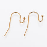 Ion Plating(IP) 316 Stainless Steel Earring Hooks, Ear Wire, Real 18K Gold Plated, 21x12x2mm, 20 Gauge, Pin: 0.8mm, 100pc/Set