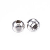 Tarnish Resistant 304 Stainless Steel Spacer Beads, Round, Stainless Steel Color, 3x2mm, Hole: 1mm, 100pc/Set