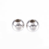 Tarnish Resistant 304 Stainless Steel Spacer Beads, Round, Stainless Steel Color, 3x2mm, Hole: 1mm, 100pc/Set