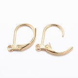 304 Stainless Steel Leverback Earring Findings, with Loop, Real 24K Gold Plated, 15.5x10x1.5mm, Hole: 1.5mm, 10pcs/Set