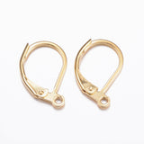 304 Stainless Steel Leverback Earring Findings, with Loop, Real 24K Gold Plated, 15.5x10x1.5mm, Hole: 1.5mm, 10pcs/Set