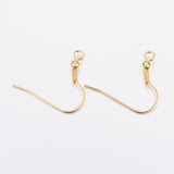 304 Stainless Steel Earring Hooks, Ear Wire, with Horizontal Loop, Golden, 20~21x24~26x3mm, Hole: 2mm, 20 Gauge, Pin: 0.8mm, 200pc/Set