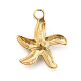 Ion Plating(IP) 304 Stainless Steel Pendants, with Plastic Bead, Starfish Charms, Golden, 18x16x4mm, Hole: 2mm, 10pc/Set