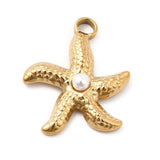 Ion Plating(IP) 304 Stainless Steel Pendants, with Plastic Bead, Starfish Charms, Golden, 18x16x4mm, Hole: 2mm, 10pc/Set