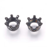 316 Surgical Stainless Steel Beads, Large Hole Beads, Crown, Gunmetal, 10x5.5mm, Hole: 5mm, 10pc/Set