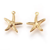 304 Stainless Steel Charms, Starfish/Sea Stars, Golden, 17x15x2mm, Hole: 1mm, 100pc/Set