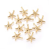 304 Stainless Steel Charms, Starfish/Sea Stars, Golden, 17x15x2mm, Hole: 1mm, 100pc/Set