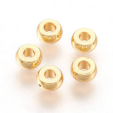 304 Stainless Steel Spacer Beads, Flat Round, Real 18k Gold Plated, 4x2mm, Hole: 1.6mm, 200pc/Set