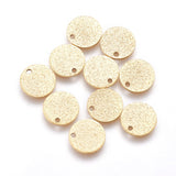 Ion Plating(IP) 304 Stainless Steel Charms, Textured, Flat Round with Bumpy, Golden, 10x1mm, Hole: 1.2mm, 10pc/Set