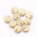 Ion Plating(IP) 304 Stainless Steel Charms, Textured, Flat Round with Bumpy, Golden, 8x1mm, Hole: 1.2mm, 10pcs/Set