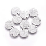 Non-Tarnish 304 Stainless Steel Charms, Textured, Flat Round with Bumpy, Stainless Steel Color, 10x1mm, Hole: 1.2mm, 10pc/Set