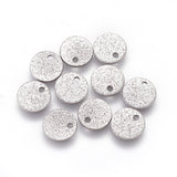 Non-Tarnish 304 Stainless Steel Charms, Textured, Flat Round with Bumpy, Stainless Steel Color, 8x1mm, Hole: 1.2mm, 10pc/Set