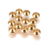 304 Stainless Steel Spacer Beads, Rondelle, Real 24K Gold Plated, 6x3mm, Hole: 1.8mm, 100pc/Set