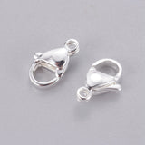 304 Stainless Steel Lobster Claw Clasps, Parrot Trigger Clasps, Silver Color Plated, 11x7x3.5mm, Hole: 1.4mm, 100pc/Set