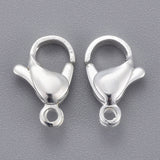 304 Stainless Steel Lobster Claw Clasps, Parrot Trigger Clasps, Silver Color Plated, 12x7x3.5mm, Hole: 1.4mm, 100pc/Set